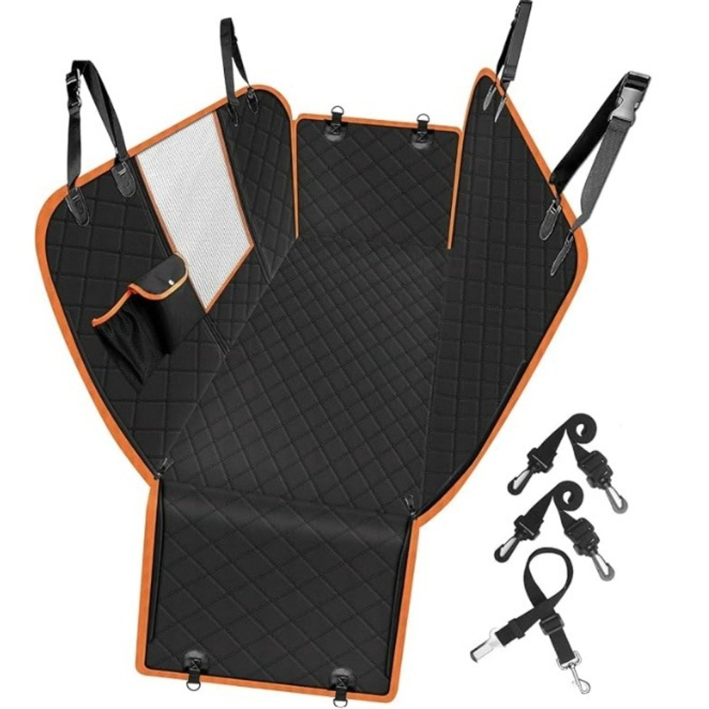 NEW Waterproof Dog Car Seat Cover Hammock Quilted Pet Protector Black Orange